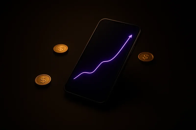 Ultra realistic mobile crash game interface with glowing curve graph and coins